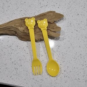 Sanrio 1977 Authentic Japan Import Fork & Spoon "Fuzzy Friends"  Howdy!